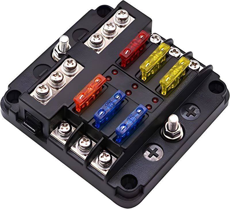 12 Volt Fuse Block, Waterproof 6 Way