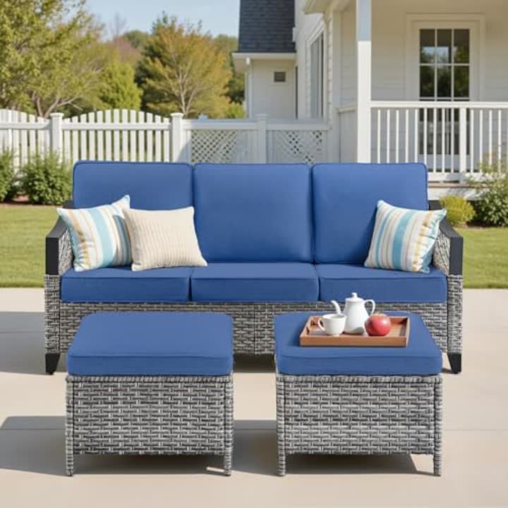 FEISHOMINOO 3 Pieces Patio Furniture Sofa Set