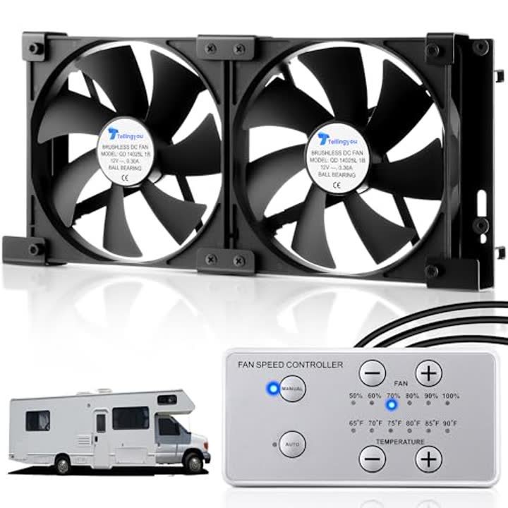 Tellingyou 12V RV Fridge Ventilation Cooling Fan